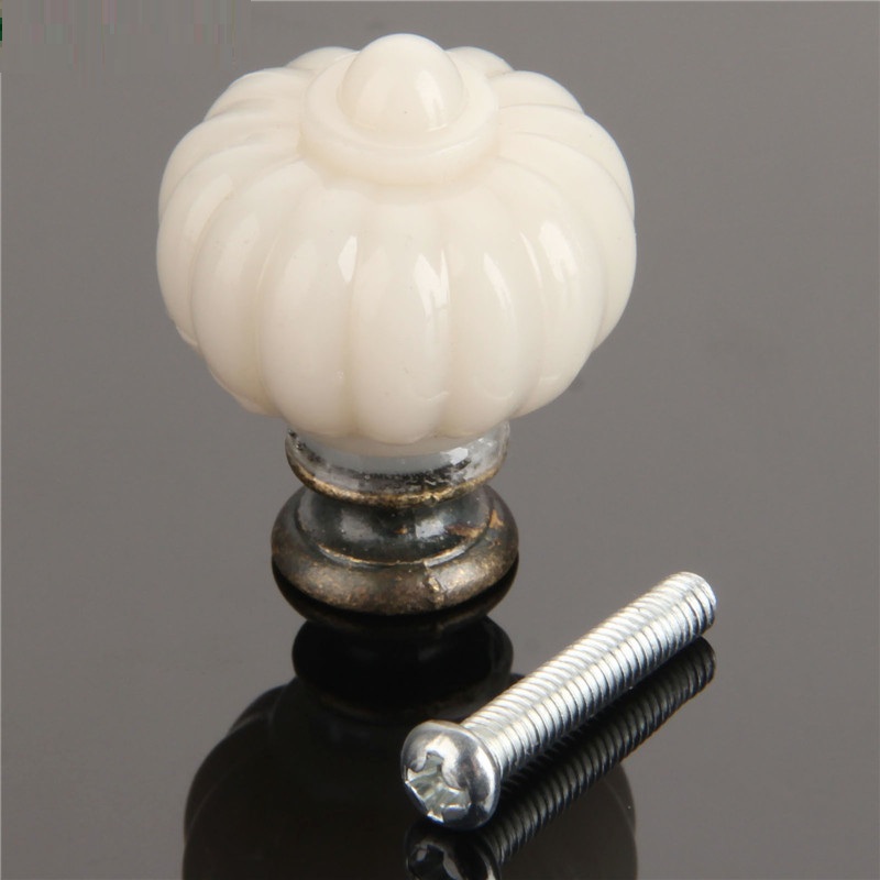 Furniture Hardware Bolts - 1pcアクリルアイボリーホワイトパンプキン内閣ノブキッチン食器棚洋服タンスドレッサーの引き出し家具ハードウェア