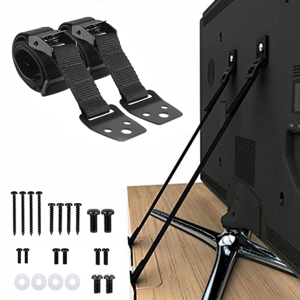 2パック調整可能なテレビ安全ストラップ、穴あけ不要の接着剤式 - Furniture Hardware Bolts のレビューと価格