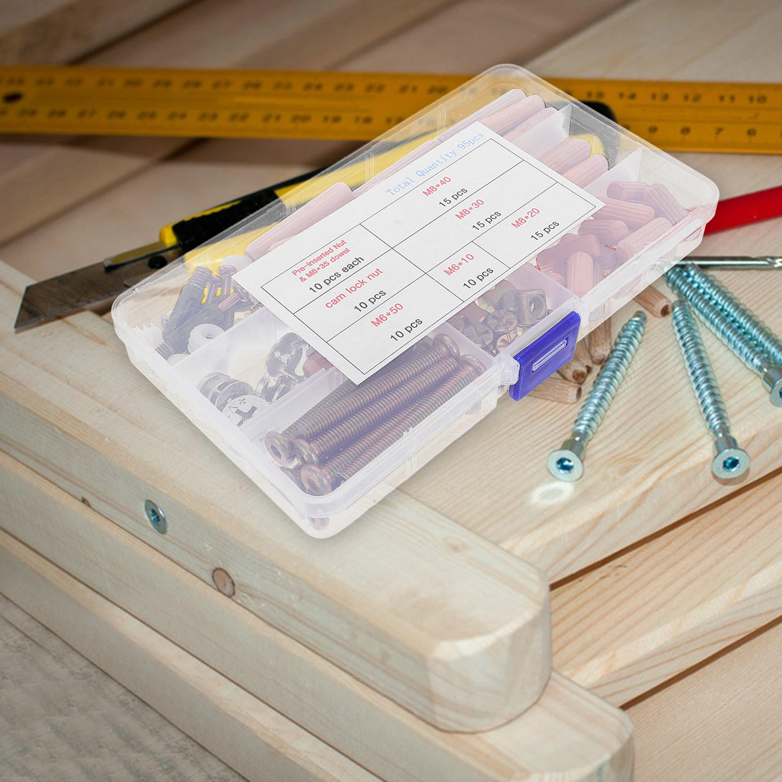 95個入り、二段ベッド用金具接続セット。家具用ネジ、ボルト、 - Furniture Hardware Bolts のレビューと価格